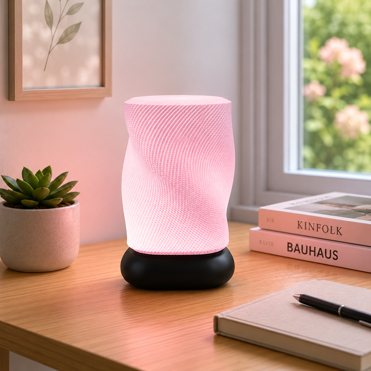 Twirled Basket Lamp – Minimal Ambient Table Lamp (E27 | PLA)