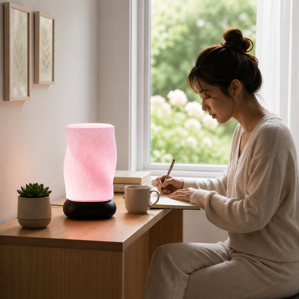 Twirled Basket Lamp – Minimal Ambient Table Lamp (E27 | PLA)