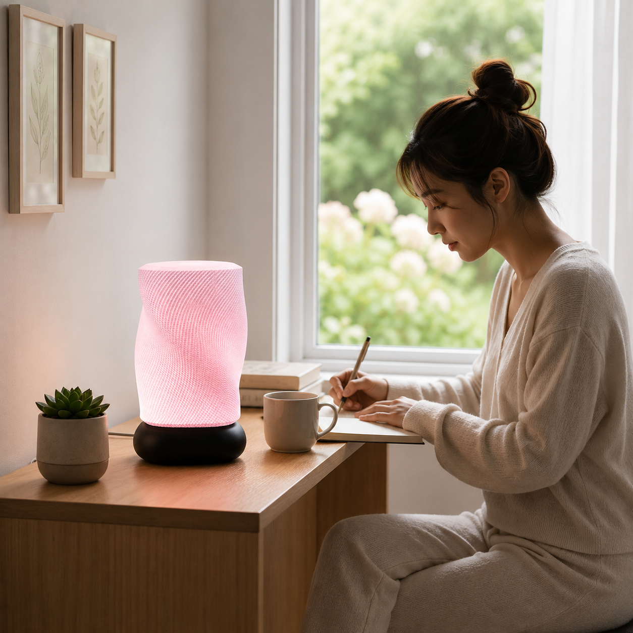 Twirled Basket Lamp – Minimal Ambient Table Lamp (E27 | PLA)